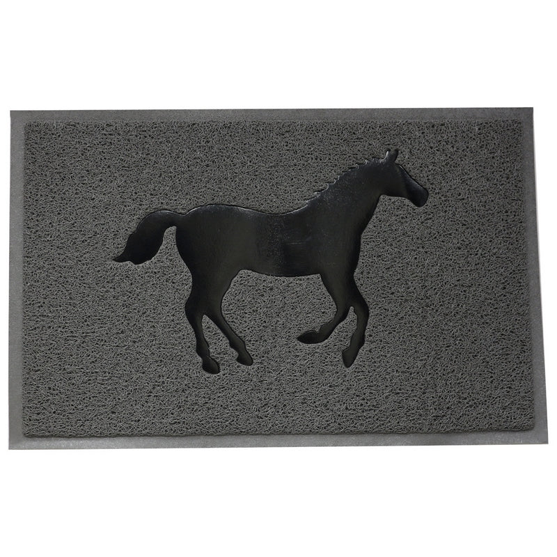 ZERBINO MISURA CM 43 X 69 COLORE GRIGIO CON CAVALLO NERO