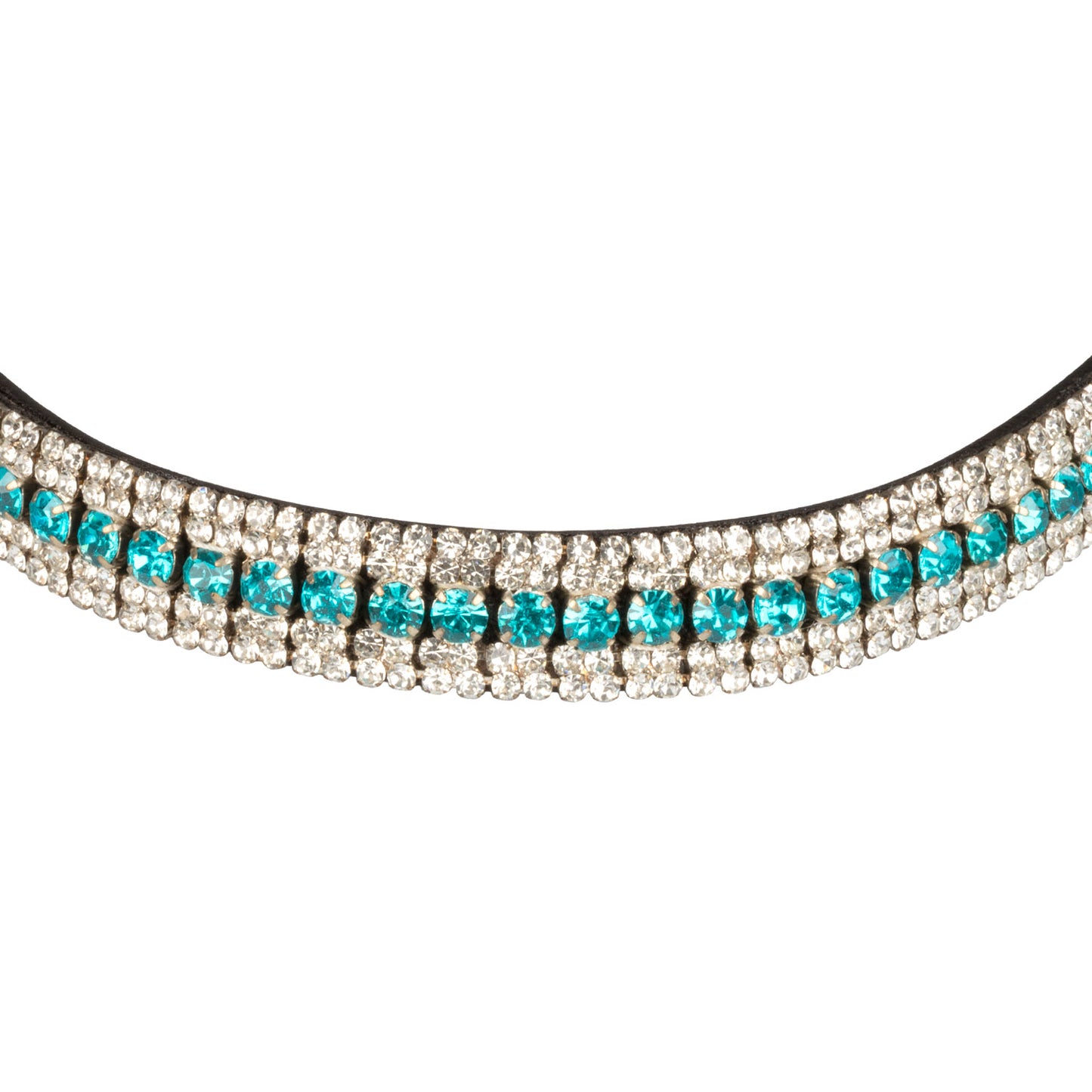 Frontalino Equestro Blue Jets Crystal in cuoio