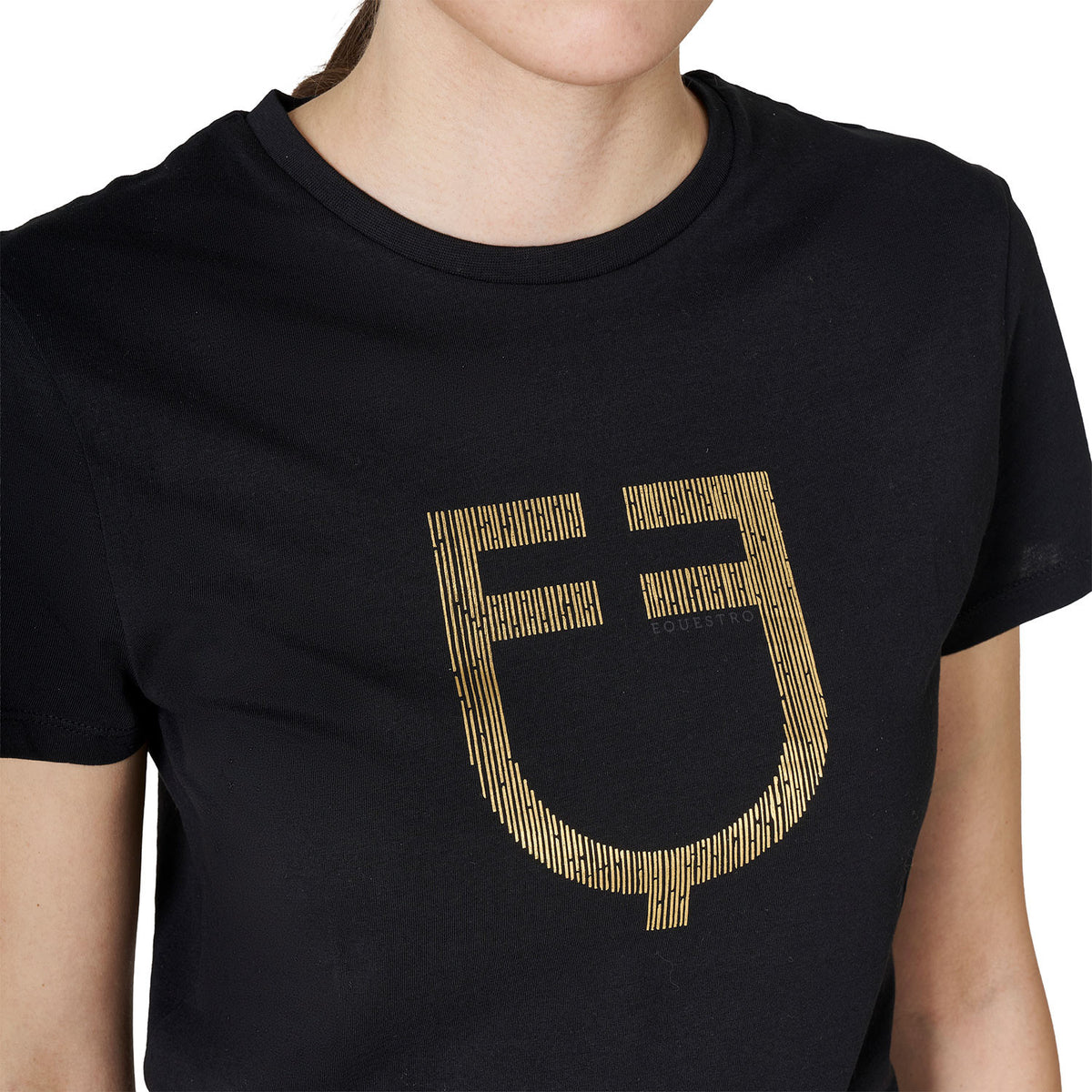 T-shirt donna con logo in lamina
