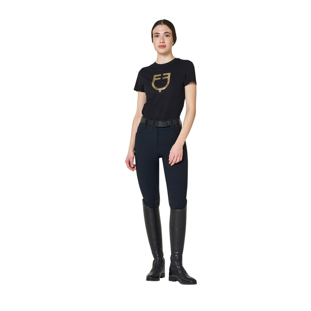 T-shirt donna con logo in lamina