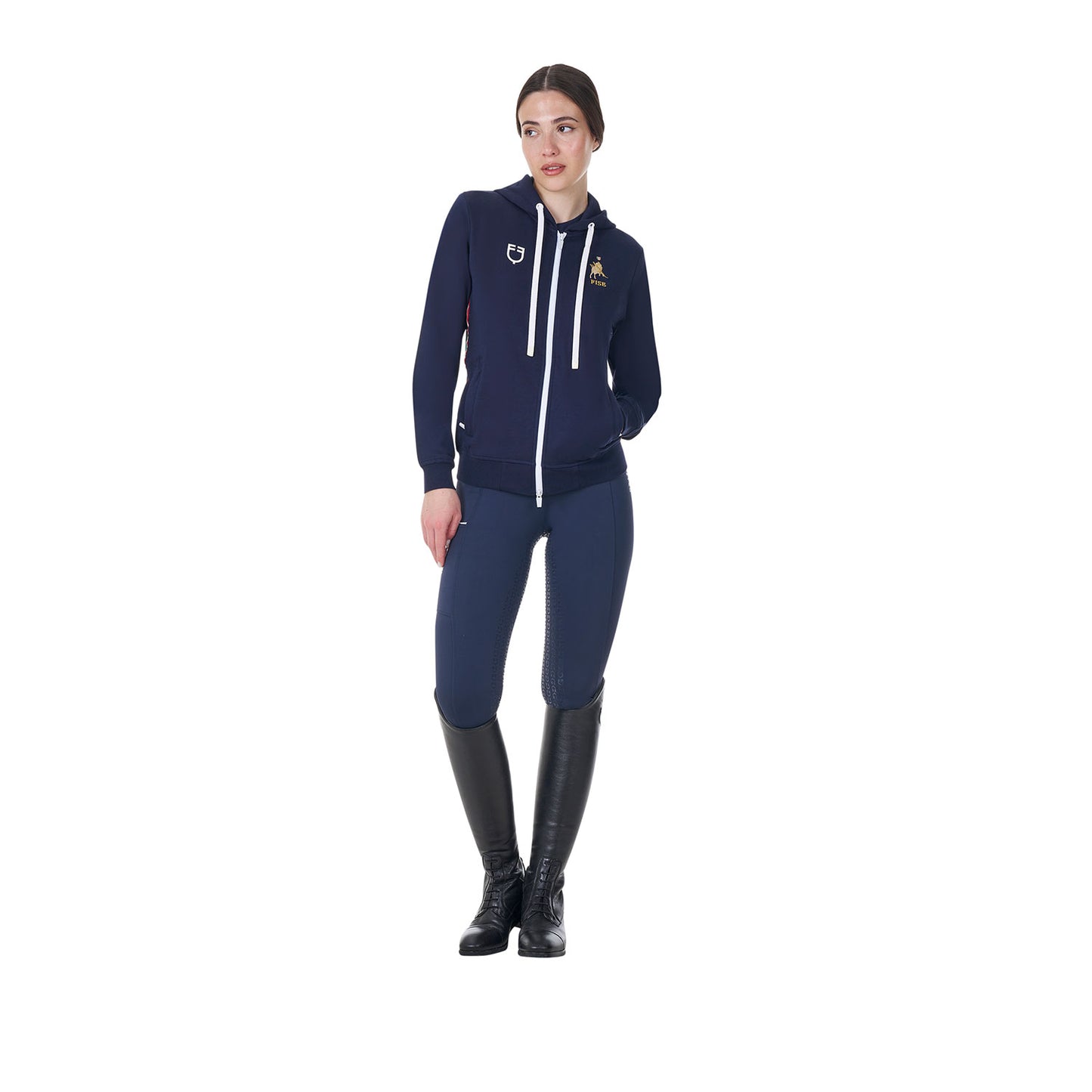 Felpa donna in pile con cappuccio Equestro X FISE