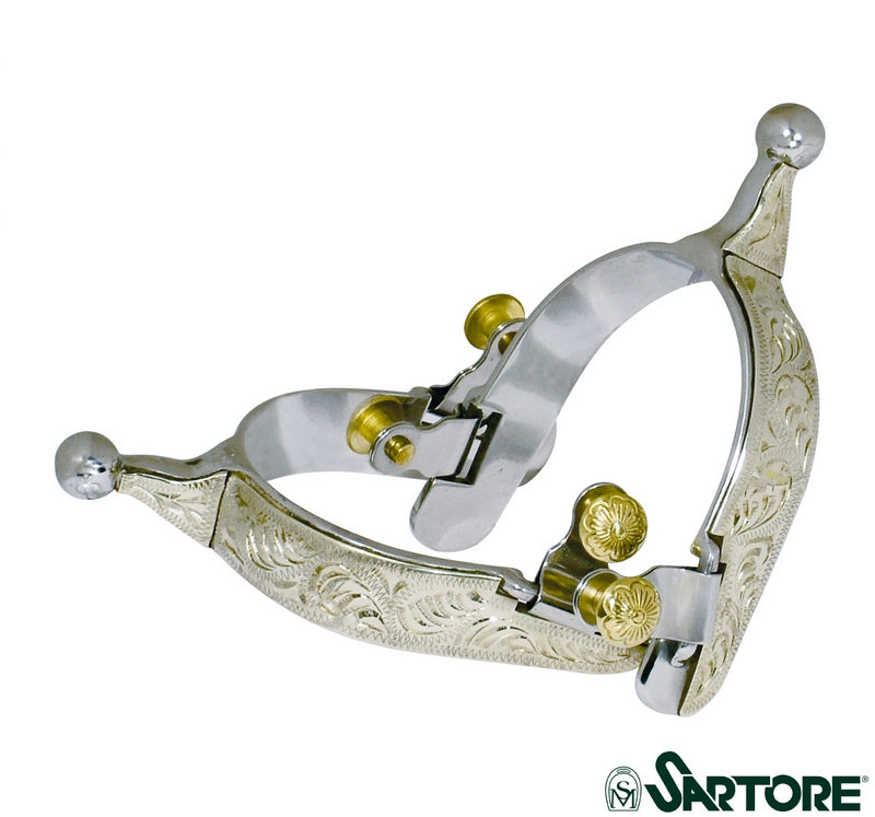 SPERONI WESTERN ACCIAIO INOX RIPORTI ALPACCA CON GAMBO A GOCCIA