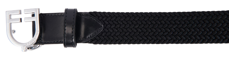Cintura in cuoio con elastico e logo a fibbia - Equestro