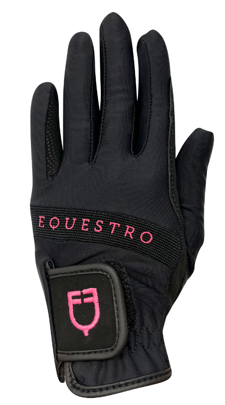 Guanti in tessuto tecnico con logo multicolor Equestro