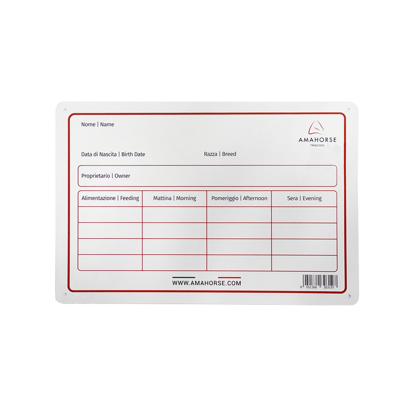 TARGA BOX PLASTICA BIANCA