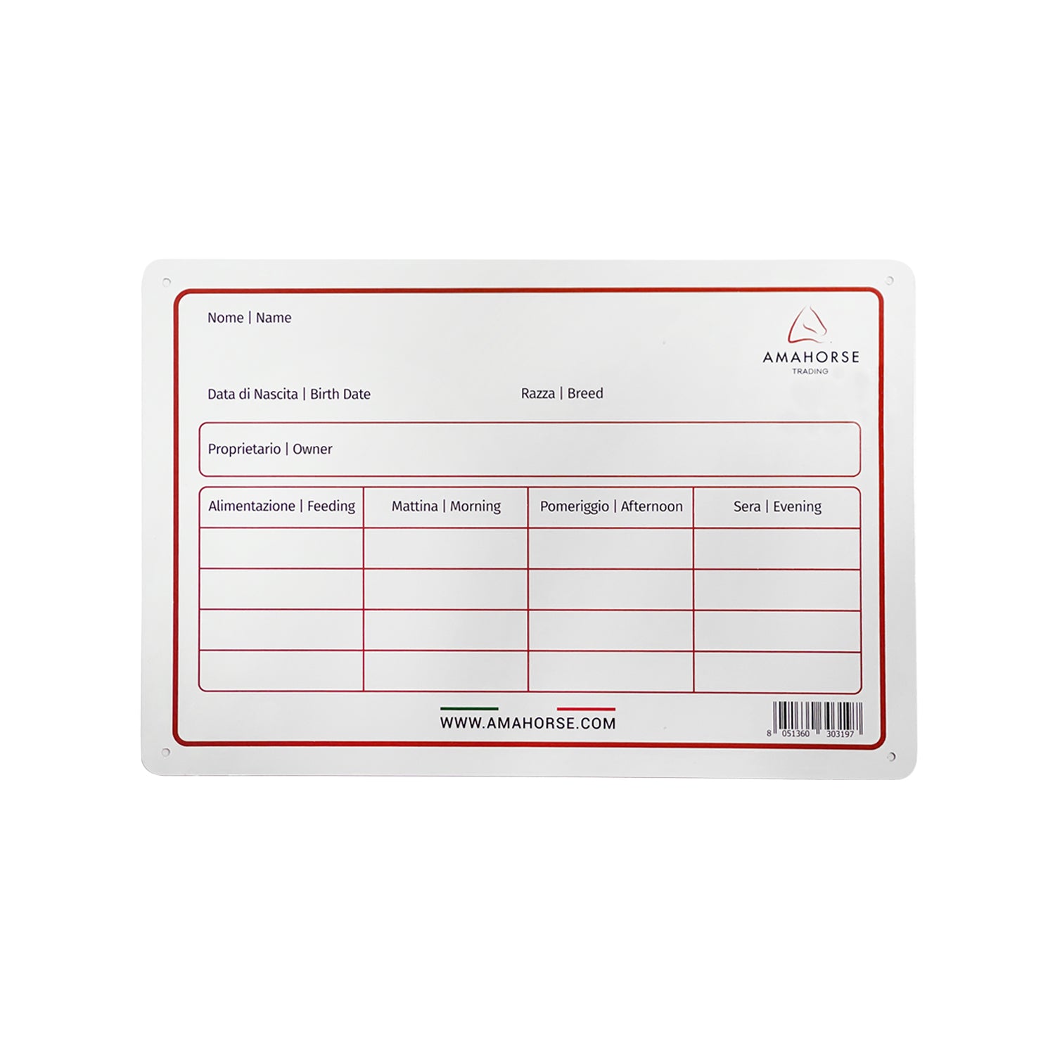 TARGA BOX PLASTICA BIANCA
