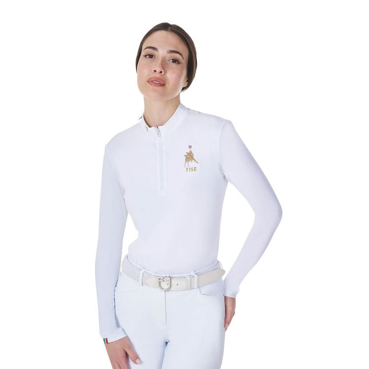 Polo donna da concorso manica lunga Equestro X FISE