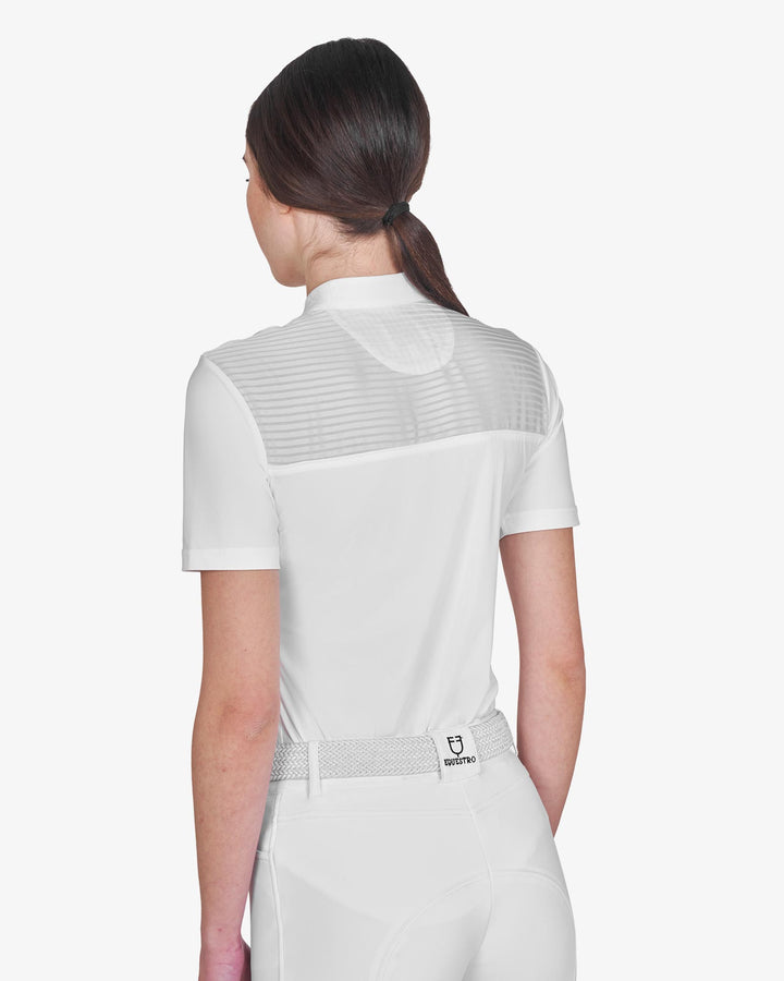 Polo concorso donna slim fit con inserti in tessuto simil seta 2026