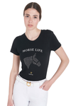 T-Shirt Donna slim fit Horse Life con strass "Equestro"