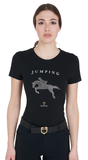 T-shrth donna slim fit disegno salto con strass "equestro"