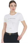 T-shrth donna slim fit disegno salto con strass "equestro2