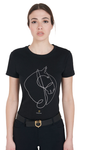 T-shirt Donna slim fit sketch cavallo "Equestro"