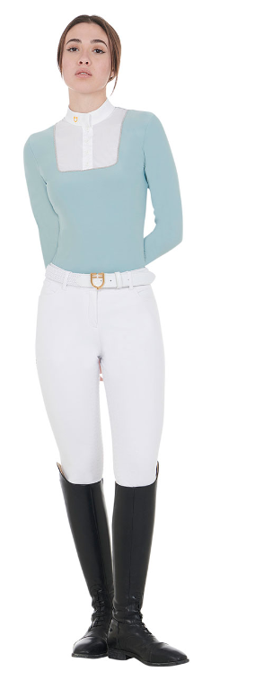 Polo donna slim fit con bottoni da concorso "Equestro"