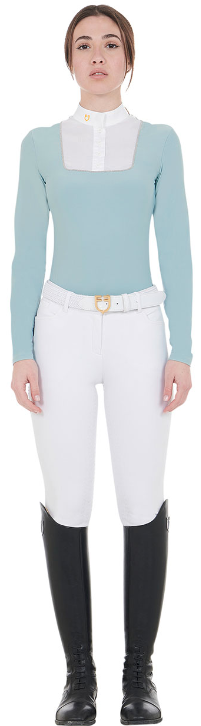 Polo donna slim fit con bottoni da concorso "Equestro"