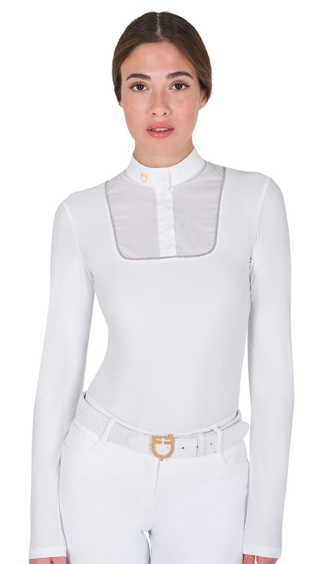 Polo donna slim fit con bottoni da concorso "Equestro"