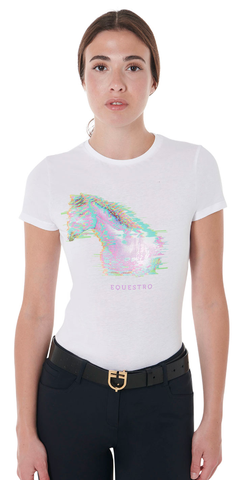 T-shirt  Donna slim fit con stampa cavallo-Equestro