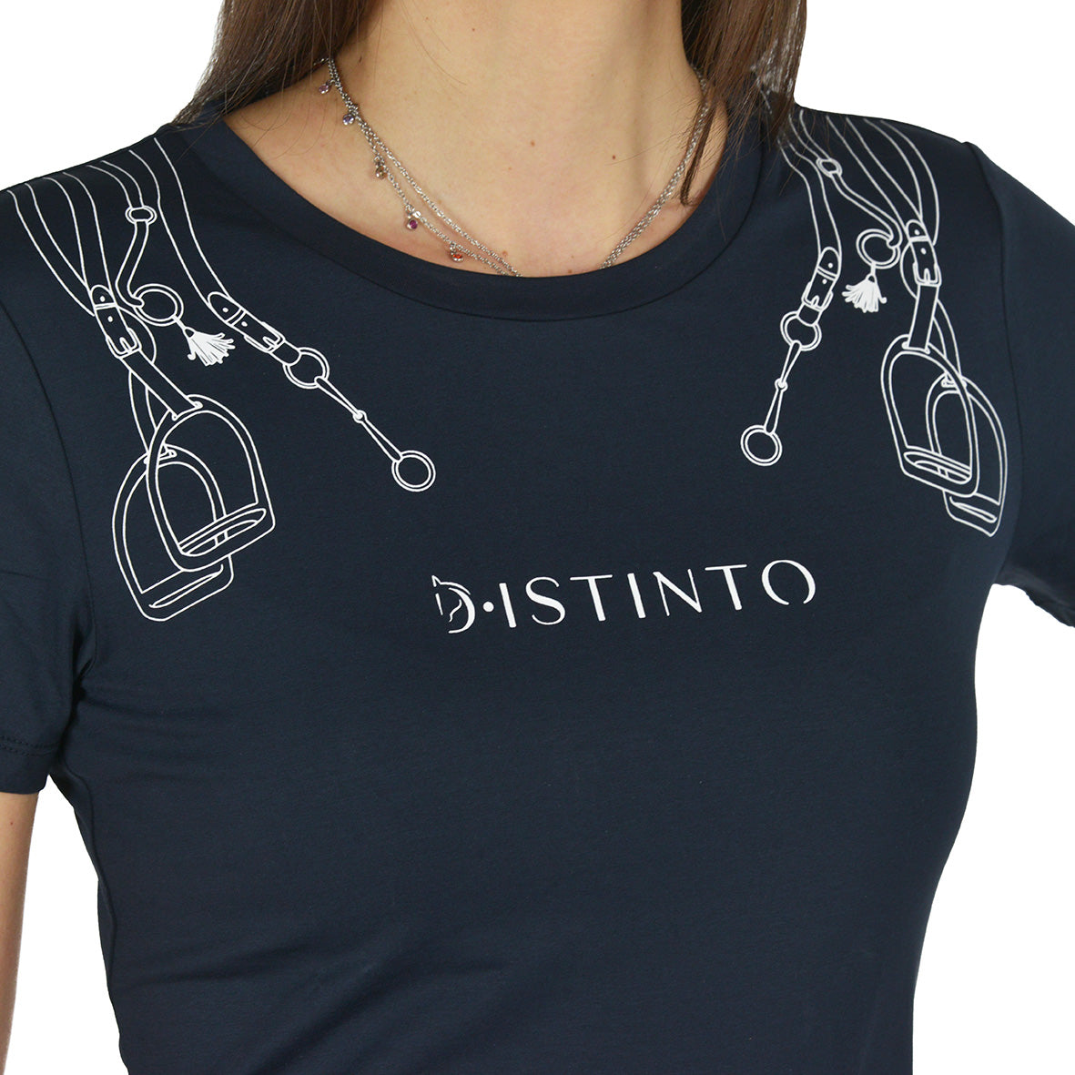 T-Shirt Donna D-Istinto Fibbie Lady — Fibra Naturale con Stampa Equestre
