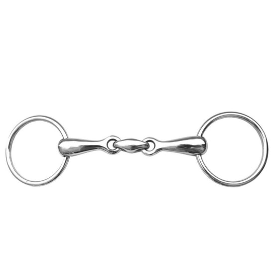 FILETTO CURVO OLIVA CENTRALE INOX 15MM PIENO CON ANELLI 65 MM