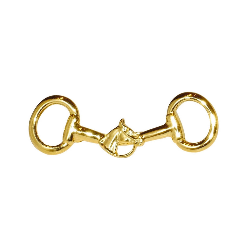 Spilla plastron con testa di cavallo con finitura dorata