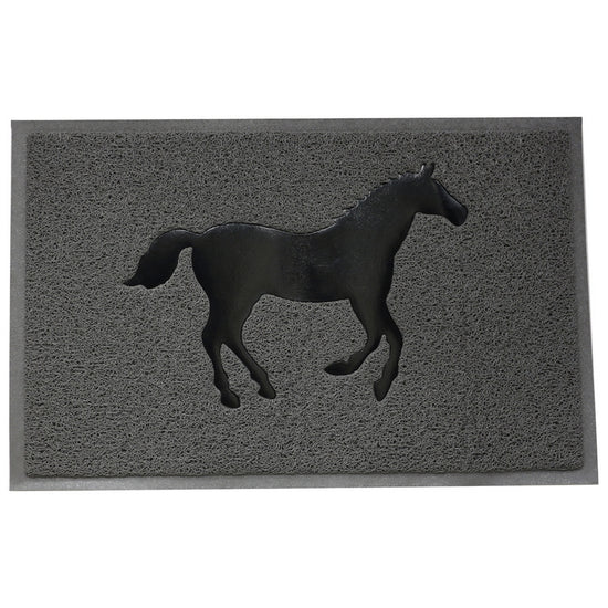 ZERBINO MISURA CM 43 X 69 COLORE GRIGIO CON CAVALLO NERO