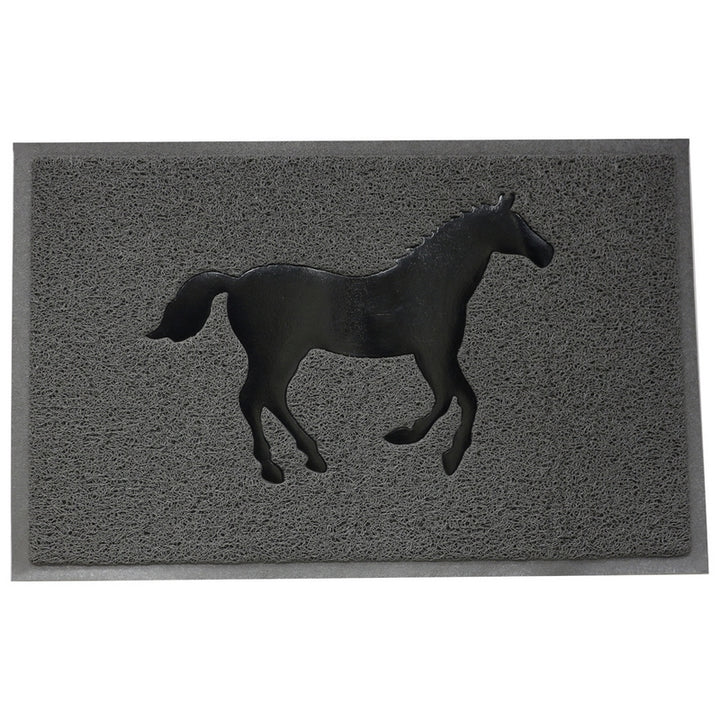 ZERBINO MISURA CM 43 X 69 COLORE GRIGIO CON CAVALLO NERO