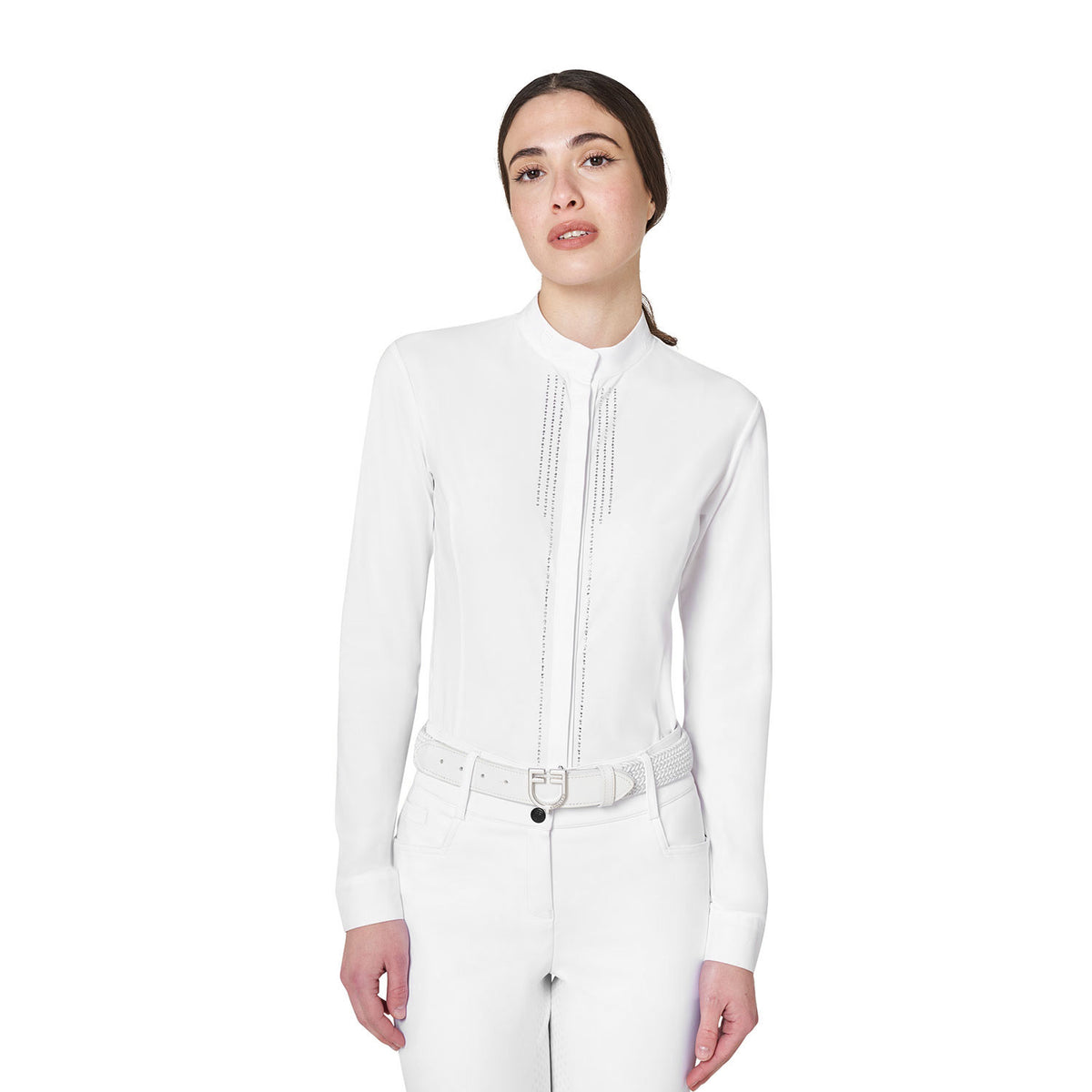 Polo da concorso da donna a camicia con strass