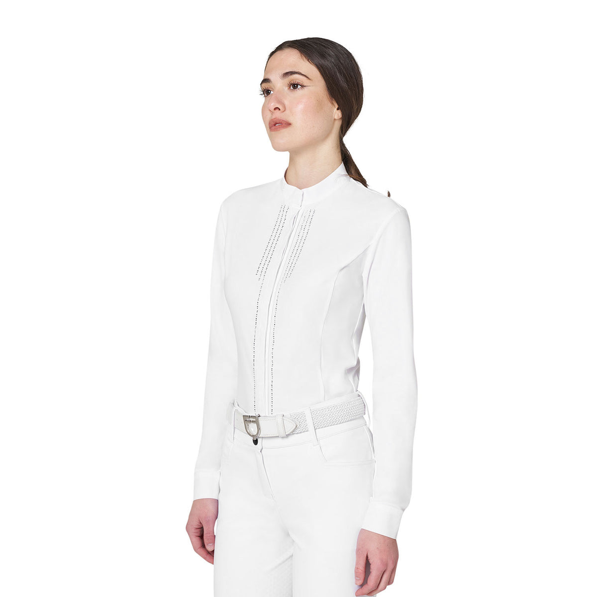 Polo da concorso da donna a camicia con strass