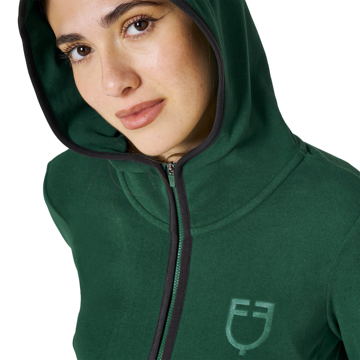 Felpa donna in pile con zip Equestro