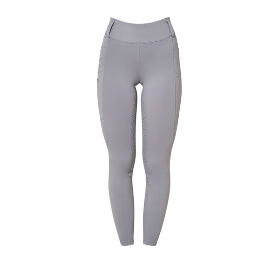 Leggings donna vita alta con passanti e strass