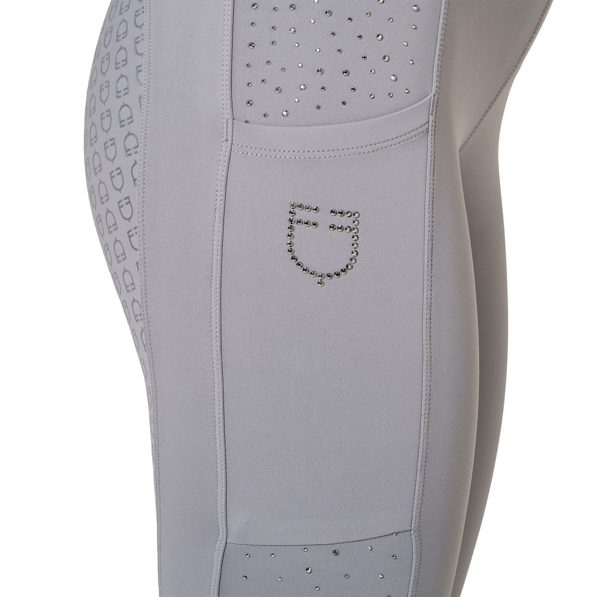 Leggings donna vita alta con passanti e strass