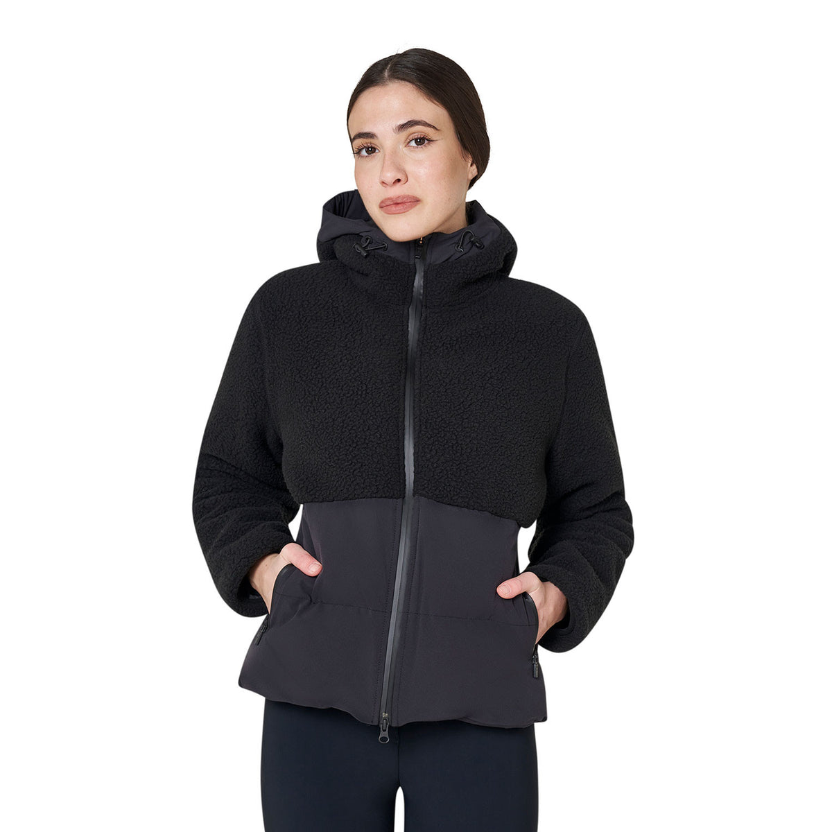Giacca piumino donna con inserti in teddy