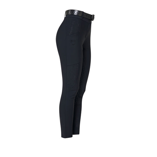 Pantaloni donna vita alta full grip con strass