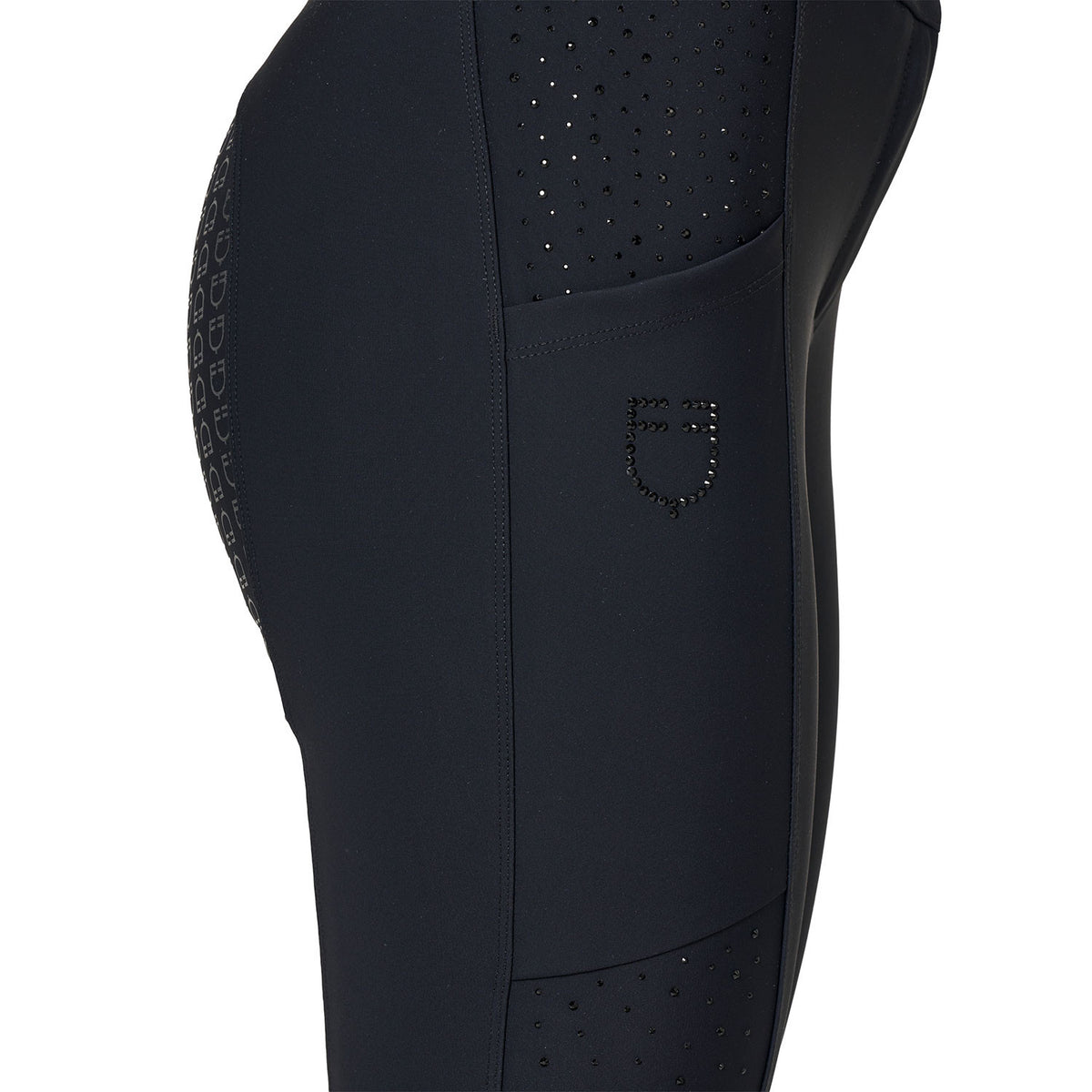Pantaloni donna vita alta full grip con strass