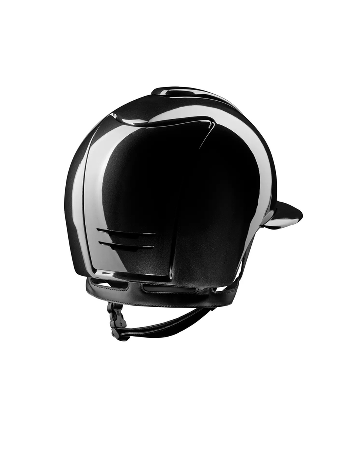Casco Equitazione Kep Italia Cromo 2.0 Shine Nero — Omologato con Microchip e Visiera Jockey