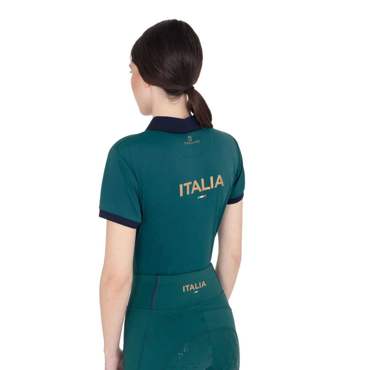 Polo donna allenamento tre bottoni Equestro X FISE 100
