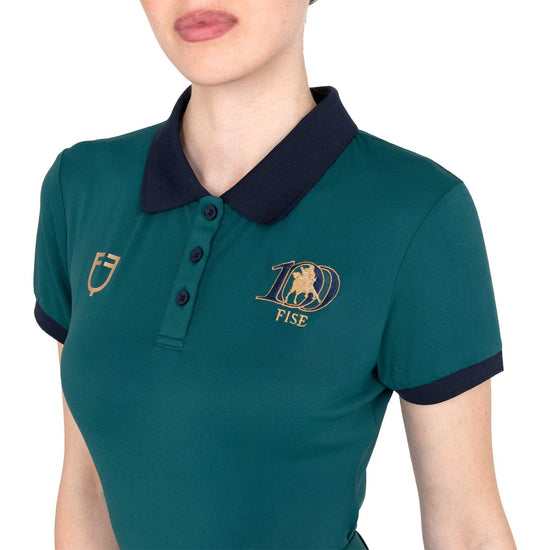 Polo donna allenamento tre bottoni Equestro X FISE 100
