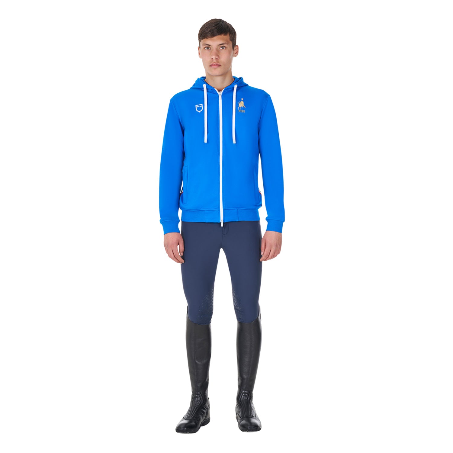 Felpa uomo in pile con cappuccio Equestro X FISE