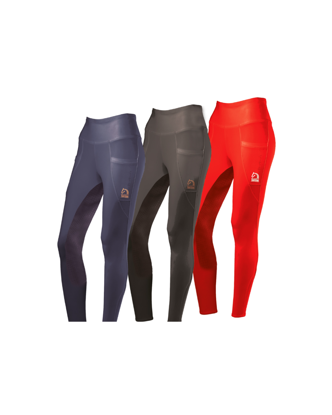 Leggings da Equitazione Tattini Begonia Donna — Grip Silicone e Tasca Portacellulare