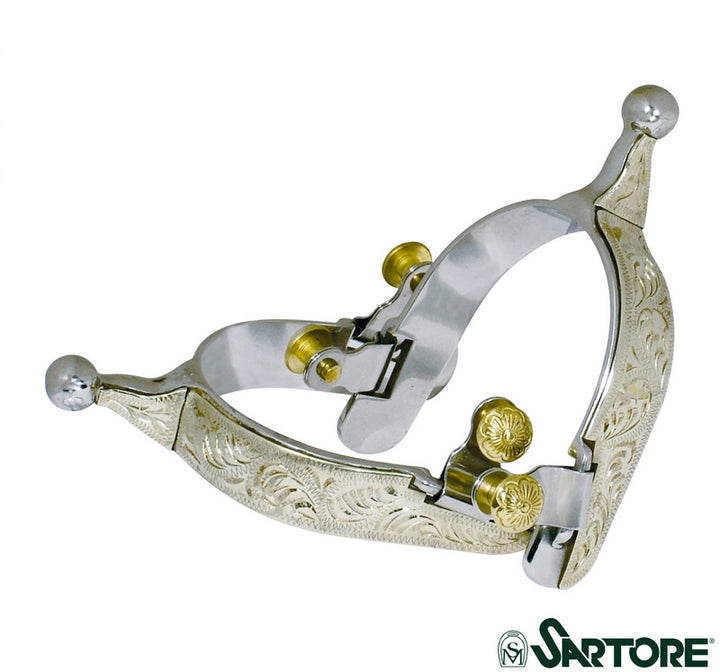 SPERONI WESTERN ACCIAIO INOX RIPORTI ALPACCA CON GAMBO A GOCCIA