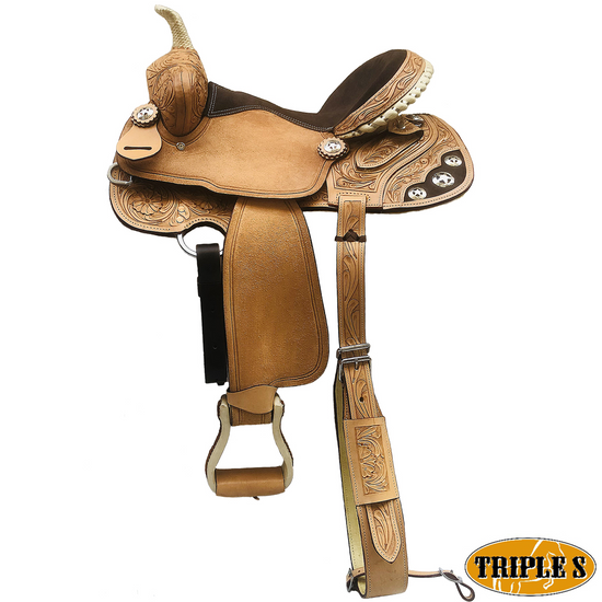 SELLA BARREL "TRIPLE S" CUOIO CON SOTTOPANCIA MARRONE 16"