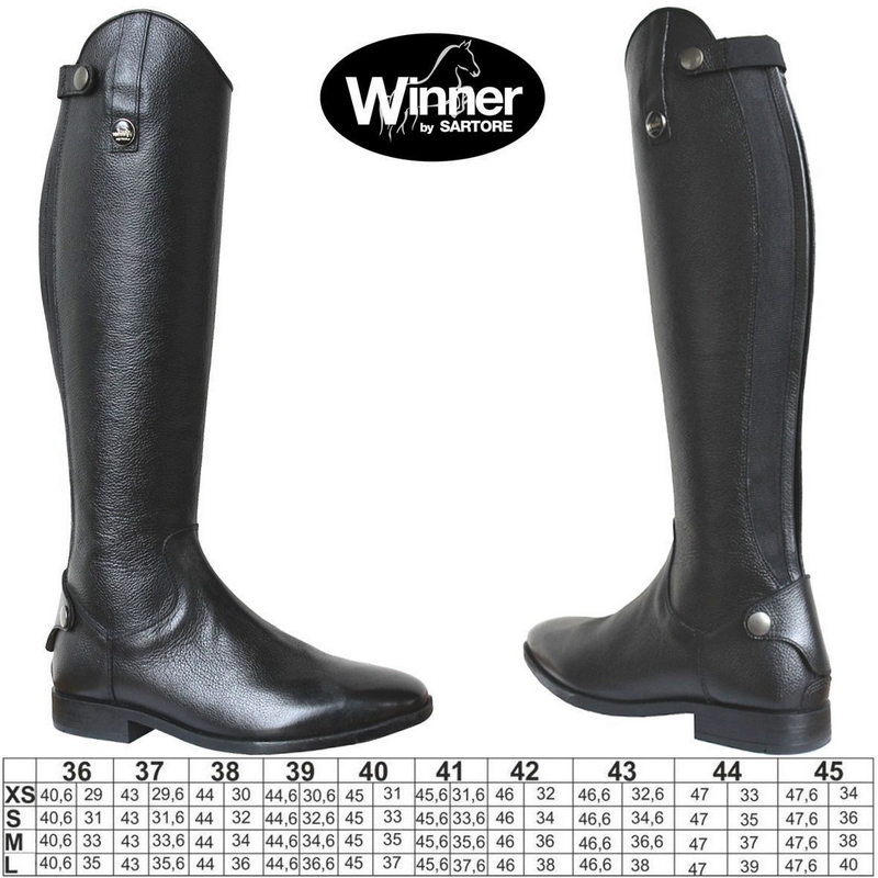 STIVALI WINNER IN PELLE NERA ZIP,ELASTICO POSTERIORE SUOLA GOMMA