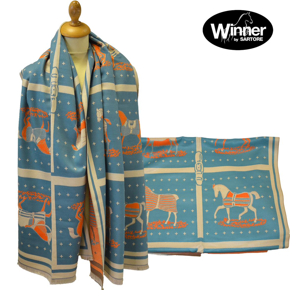 Sciarpa con stampa equestre "WInner"