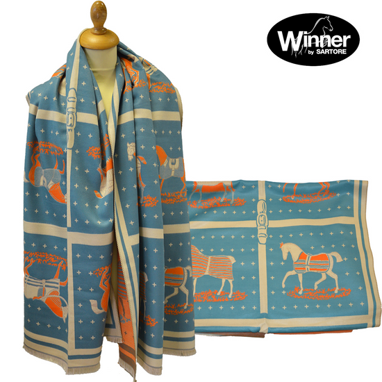Sciarpa con stampa equestre "WInner"