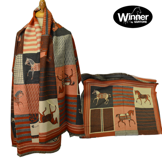 Sciarpa con stampa equestre "WInner"