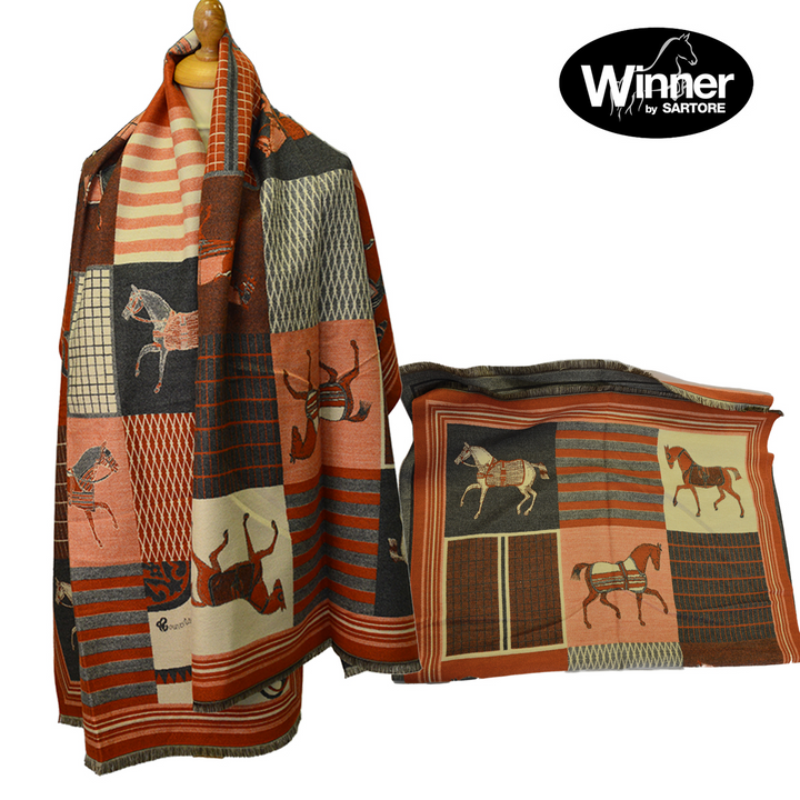 Sciarpa con stampa equestre "WInner"
