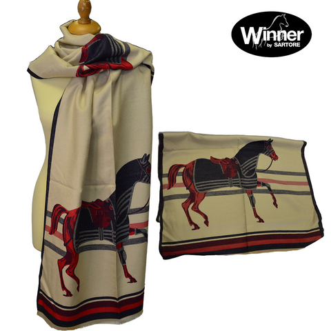 Sciarpa con stampa equestre "WInner"