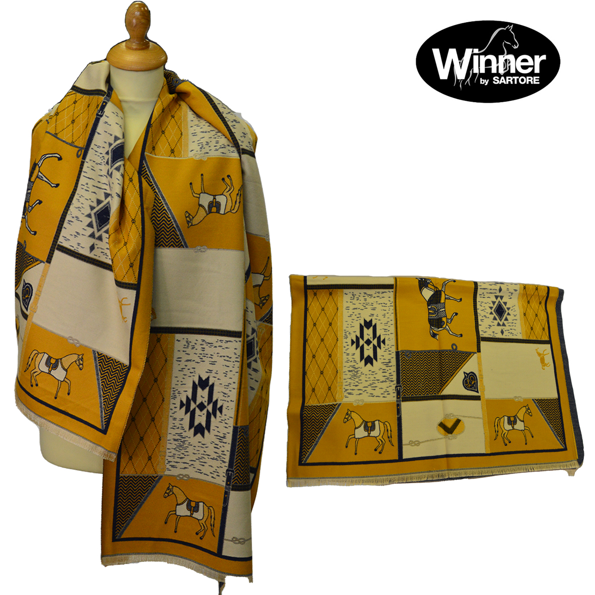 Sciarpa con stampa equestre "WInner"