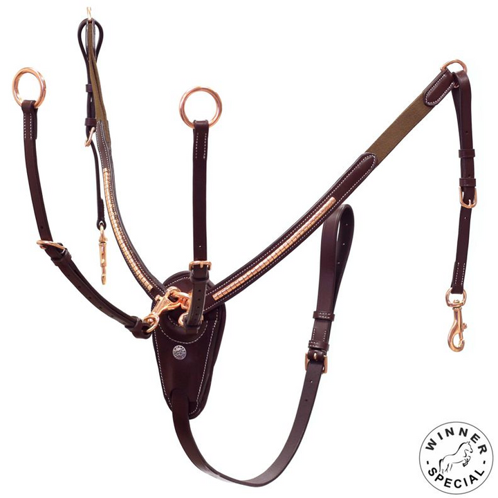 PETTORALE CLINCHER ORO ROSA IN CUOIO WINNER SPECIAL