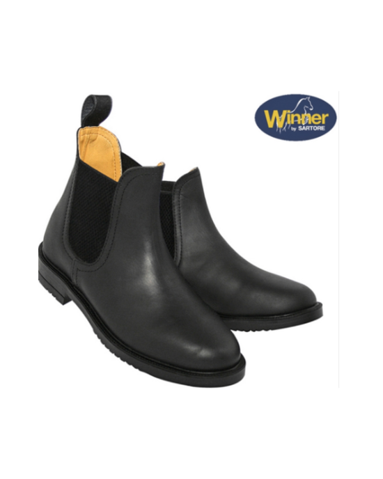 Jodhpur Winner in pelle nera con suola antiscivolo in gomma