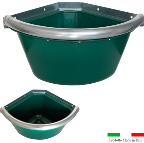 Mangiatoia angolare plastica con bordo zincato